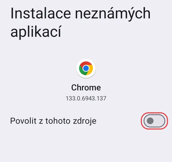 Přepínač „Povolit z tohoto zdroje“