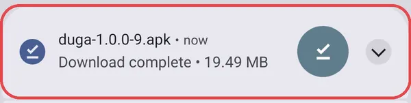 “Download complete” notification